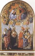 Sandro Botticelli, Coronation of the Virgin,with Sts john the Evangelist,Augustine,Jerome and Eligius or San Marco Altarpiece